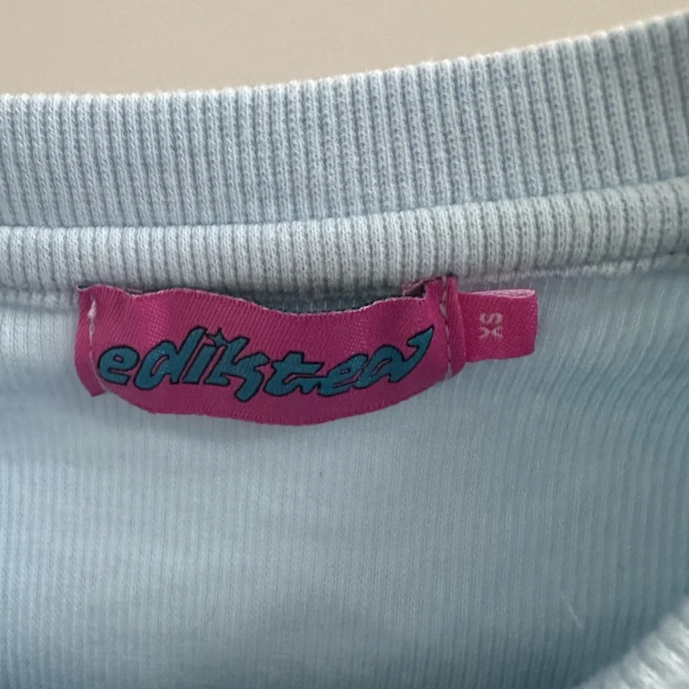 Edikted Coffee Break Sky Blue Long Sleeve Top - Picture 4 of 5